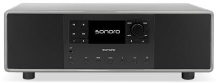 sonoro Primus Internetradio mit Bluetooth (Spotify, Deezer, Podcasts, FM/UKW, DAB Plus, WLAN, AUX-In, Holzgehäuse) Stereoanlage Chalk Grey