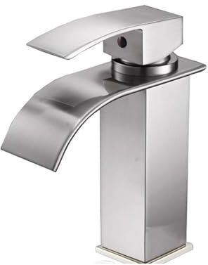Robinet mitigeur d'évier de vanité cascade noire, grue d'évier de baignoire monotrou chaude et froide(Brushed)