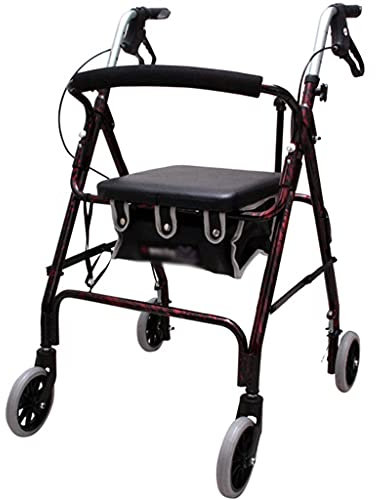 OLSKFUH Faltbarer Rollator, Gehwagen, Rollatoren, 4-Rad-Gehwagen, Gehhilfe Für Senioren Und Menschen, Faltbar Und Höhenverstellbar, Mit Korb Und Gepolstertem Sitz