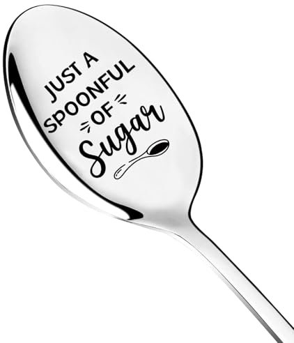 JCHCAMRY Just a Spoonful of Sugar Spoon, Stainless Steel, Funny Mary Poppins Gifts for Men Women Friends Mom and Dad Birthday Valentine Christmas Gifts