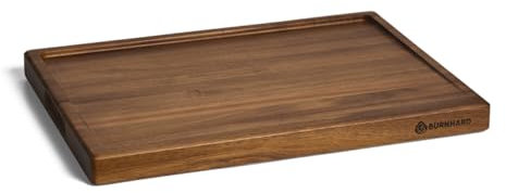 BURNHARD Schneidebrett aus Akazienholz – extra großes XXL Küchenbrett (52 x 38 cm) mit Saftrille, Griffmulden & rutschfestem Stand