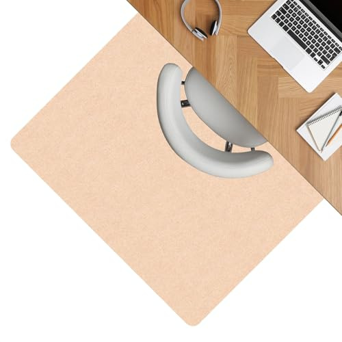 ANRO Bodenschutzmatte Bürostuhl Unterlage Schreibtischstuhl Unterlage Bürostuhl Teppich rutschfeste Bodenmatte für Parkett und Hartböden selbsthaftend Nemesis 90x120cm Creme
