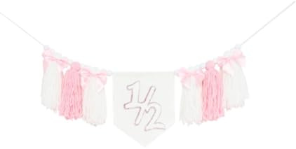 Colcolo Pink 1/2 Birthday High Chair Banner Highchair Garland, Photo Prop, Half Way to 1 Party Decorations for Wall Hangings Decor
