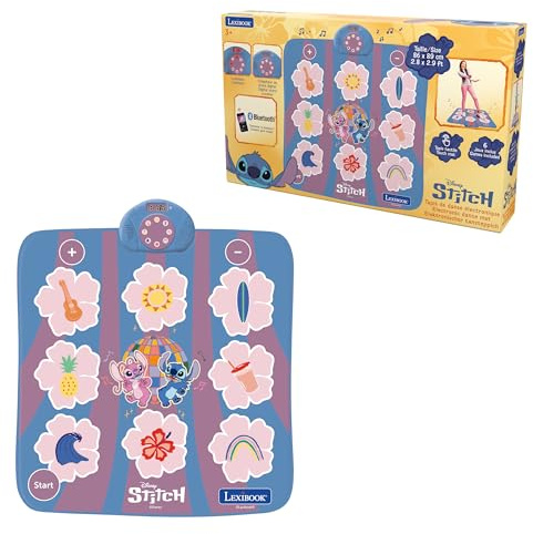 Lexibook, Disney Stitch, Tappeto da Ballo elettronico Stitch, Bluetooth e Luminoso con 6 modalità di Gioco, Rosa, DM10D