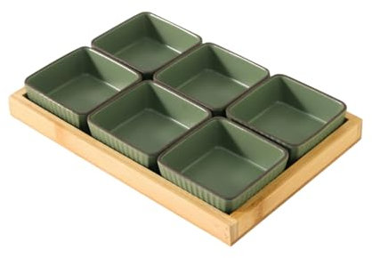 Vassoio creativo in ceramica a quattro griglie in stile giapponese per la casa, vassoio per snack e caramelle per la sala espositiva di snack e noci - vassoio a farfalla quadrato verde a 6 griglie (6