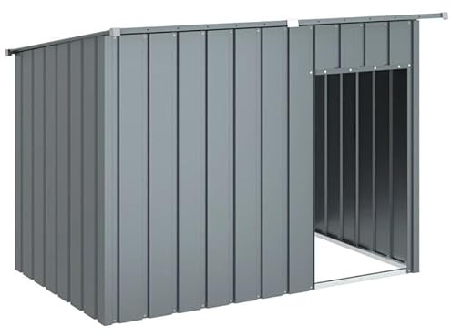 Eleganz Hundehütte aus verzinktem Stahl 153x91x110 cm - Wetterfest & langlebig für Garten, Terrasse oder Hof - Anthrazit - Ideal für Hunde Aller Größen