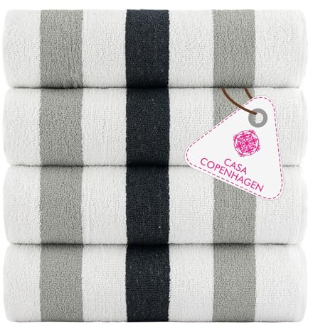 Casa Copenhagen Monaco strandhanddukar, robusta och hållbara, snabbtorkande, för pool, bad och dusch, 76 x 152 cm, 4-delat set med strandhanddukar i bomull - Antracitgrå