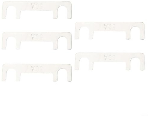Bulevisiter Flat Blade Fuse 30A - 5PCS Car Fuse Flat Type 32V for Automotive Battery Protection, Compatible with 40A/50A/60A/70A/80A/100A Systems, Silver Bolt-On Bracket(50A)