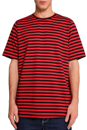 Camiseta de manga larga a rayas blancas azules y blancas para hombre, rojo y negro, XXL