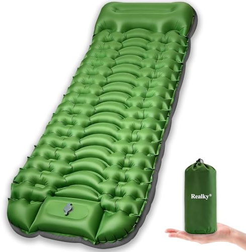 Luftmatratze Camping Isomatte Aufblasbare Matratze Dick für Strand Zelt | Wasserdicht Leicht Kompakte Aufblasbar Sleeping Mat Strandmatte Outdoor mit Fußpumpe Kissen, Schlafmatte für Wandern Reisen