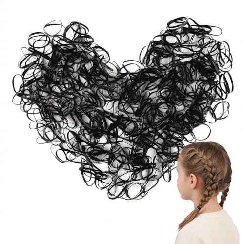 500 Pcs Black Hair Bands, Elastic Hair Ties for Women Girls and Kids, Ponytail Holders, No Damage Hair Elastics Suitable for All Hair Types
