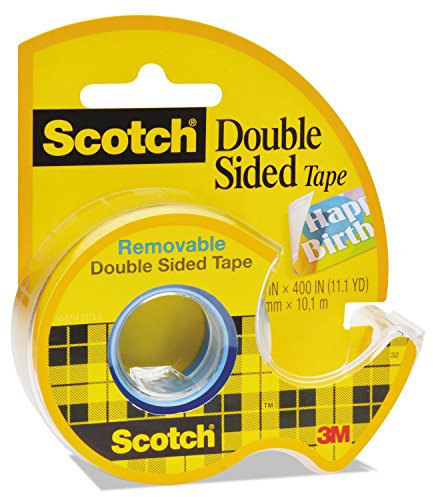 Scotch Double-Sided Removable Tape with Dispenser, 3/4-Inch x 400-Inch, Clear – 1-Pack