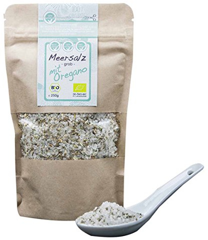 direct&friendly grobes Meersalz mit griechischem Bio Oregano ideal für die Salzmühle