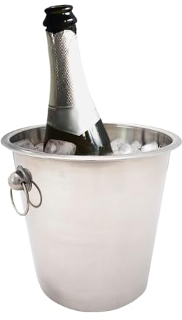 Stainless Steel Champagne Ice Bucket - Handles Cooler Drink Parties Punch Beer | Easy Carry Handle - Bar Ice Bucket for Ice Cubes, Beer & Champagne Bottles