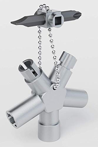 ABSINA Universalschlüssel mit 7 Profile - Dreikantschlüssel Vierkantschlüssel Schaltschrankschlüssel Vierkant Dreikant Bauschlüssel - Universal Schlüssel für gängige Schränke & Absperrsysteme