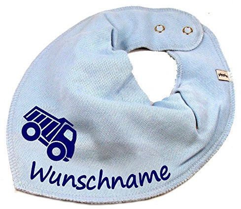 HALSTUCH mit Namen oder Text personalisiert für Baby oder Kind aus Baumwolle in Einheitsgröße LKW