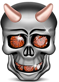 GNOCE Schädel Charm Anhänger 925 Sterling Silber Bead Charms mit Zirkonia Charm Schmuck für alle Armbänder Halsketten Geschenke Bijouterie für Halloween Damen Männer