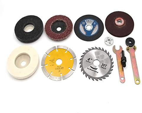 Chiloskit 10 pcs Electric Drill Change to Angle Grinder Conversion Accessories With Cuttoff Wheel Polishing Grinding Disc Accessories Woodworking Metal Kit