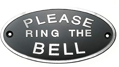 Please Ring the Bell Aluminium Doorbell Sign with Screws Black and Silver 5.5x2.7 inch