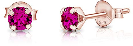DTPsilver - WINZIGE Ohrringe 925 Sterling Silber Rosèvergoldet mit Kristallen von Swarovski® Elements Runde Sehr KLEINE Ohrstecker - Durchmesser 4 mm - Viele Farben erhältlich