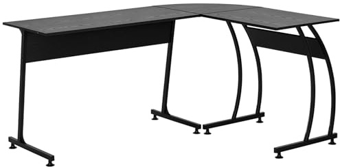 HOMCOM Mesa de Computadora en Forma de L Escritorio para Estudio Oficina Minimalista Moderno con Gran Espacio 112,5x152x74 cm Negro