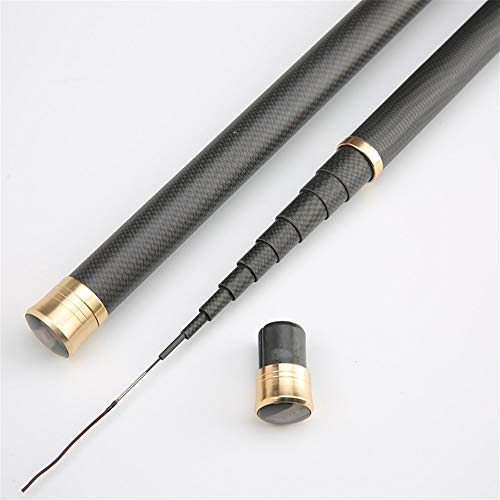 DPZCBH Teleskoprute Super Light Hart Carbon Fiber Angelrute 2.7M-10M Stream-Rod Carp Fishing Pole (Farbe: Schwarz, Größe: 10m)