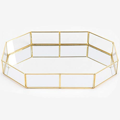 Spiegeltablett Kosmetik Organizer, Metall Tablett Verspiegelt Platte Verspiegelt Dekotablett Als Schminktisch Aufbewahrung Aufbewahrungsbox Für Bad Küche Oder Büro (Stil A.)