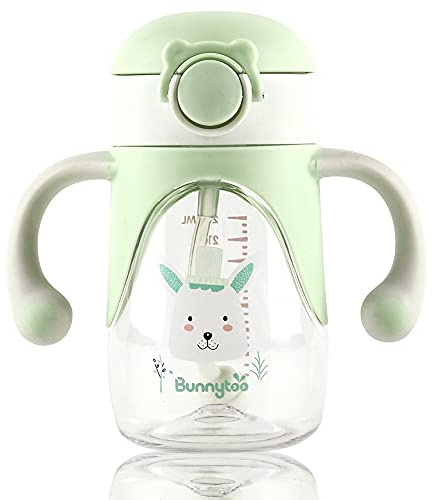 Bunnytoo Baby drickmugg - 280 ml, näbbkopp baby från 12 månader, träningskopp, drickkopp, bebiskopp, hållbar och hygienisk, läckagesäker silikonpip drickkopp, BPA-fri grön