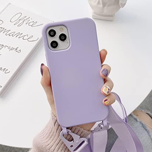 Emlivi iPhone Xr Handykette Hülle Necklace Handyhülle Nylon Schultergurt Weich Silikon TPU Cover mit Kordel zum Umhängen Schutzhülle mit Stylische Band Case für iPhone Xr, Lavendel