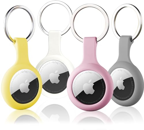 Airtag Case 4-Pack with Keychain，ThingsBag Air Tag Holder Compatible with Apple GPS Locator, Silicone Apple Airtags Cover Protection for Item Tracker, Anti-Lost and Anti-Scratch