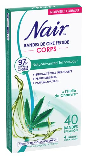 NAIR - Kalte Wachsstreifen für den Körper, Hanföl-Extrakt, 97% natürlichen Ursprungs, NaturAdvanced Technologie, 40 Streifen
