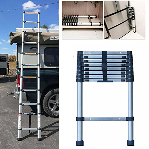 Échelle télescopique en acier inoxydable - 2,6 m - Antidérapante - Échelle extensible - Portable - Robuste - Multifonction - Charge maximale : 150 kg - EN131