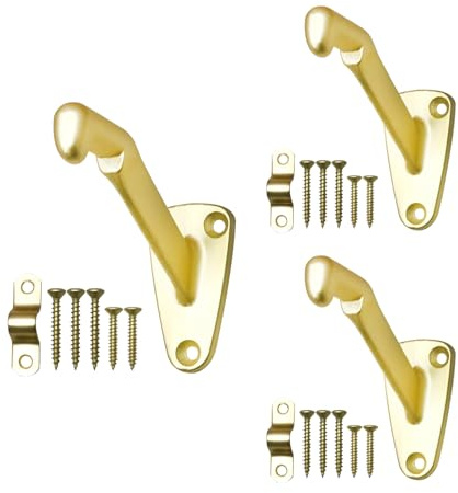 HOWTOOL Handrail Bracket Heavy Duty Champagne Brass V Style, 3 Pack |