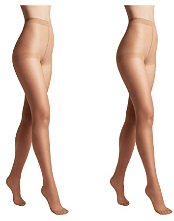 Conte elegant 2er-Pack langlebige Damenstrumpfhose Halbmatt - SOLO 40 DEN - Damen Feinstrumpfhose Strumpfhose mit markiertem Höschenteil - Einfarbig Farbe Beige Größe 4