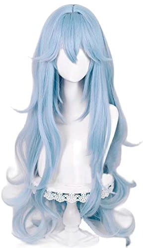 Anime EVA Rei Ayanami Cosplay Perücke Hellblau Halloween Party Perücken für Frauen und Mädchen (Lang)