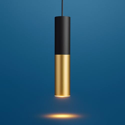 Hobaca® GU10 Dia 6CM L30CM Gold Schwarz LED Pendelleuchte Hängeleuchte Spot Licht für Insel Esszimmer Flur Restaurant Keller Untergeschoss