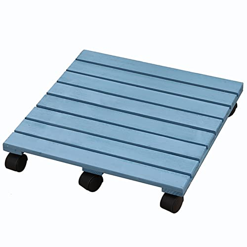 Pflanzenwagen mit Rädern 40 cm x 40 cm, runder Pflanzenroller aus Holz mit 2 feststellbaren 360°-Lenkrollen, schwerer Pflanzgefäßständer für drinnen und draußen, Roller, Terrasse, Blumentopf (35 cm
