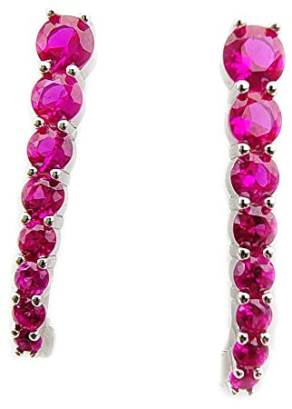 Gioielli Aurum - Pendientes colgantes de plata 925 para mujer con piedra de circonita fucsia