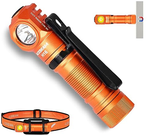 ACEBEAM H16 650 hohe Lumen LED Stirnlampe, 90 Grad EDC AA rechtwinklige Taschenlampe mit Magnetfuß, Taschen Mini Taschenlampe mit Clip, 519 A 90+ High CRI LED Kopflampe für Camping, Arbeit