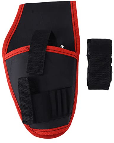 Fondina per Trapano Cintura Porta, Custodia per Utensili Elettrici in Poliestere, Borsa Cinturino Portabile Organizer Borsa per Utensili da Costruzione, Tasche da Lavoro(Lato Rosso)