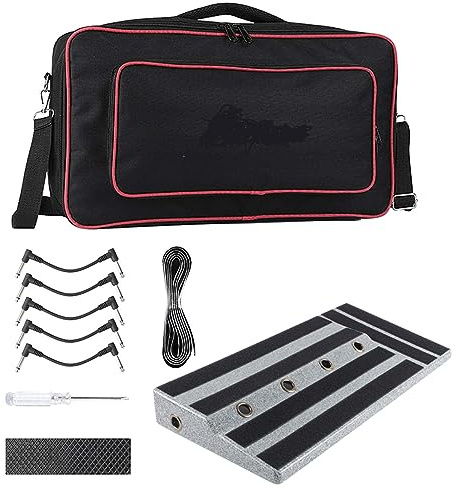 Hapihom Guitar Pedal Board 19.7'' x 10.6'' x 5.1 Large Capacity Pedalboard with Built-in Power Supply Room Carry Bag Mounting Tape 2.42 Lb