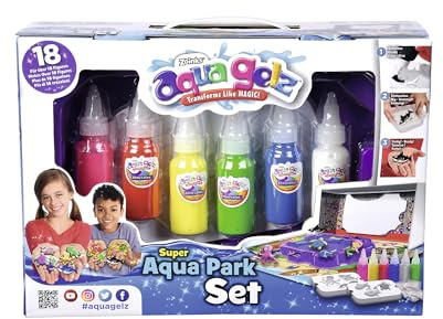 Simba Aqua Gelz Wasser Park Spielset, 6 Flaschen Farbgel, je 30ml, 2 Formen mit je 3 Charakteren, 6X Wasserzusatz, Set zum Aufklappen, ab 8 Jahren