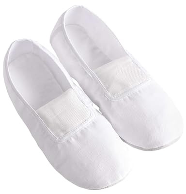 White Full Sole Gymnastics Shoes Dance Slippers for Kids, Boys, Girls, Women