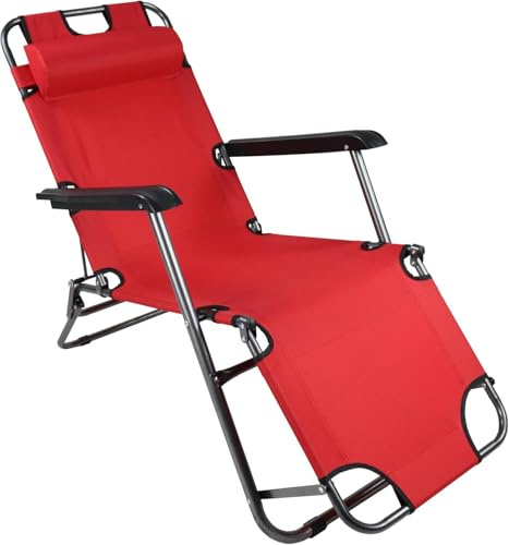 VCM Sonnenliege 60x153x27 cm Stahl Textilene klappbar Garten | Entspannung im Garten - Terrasse oder Pool - für Erwachsene - wetterfest, pflegeleicht, robust, langlebig