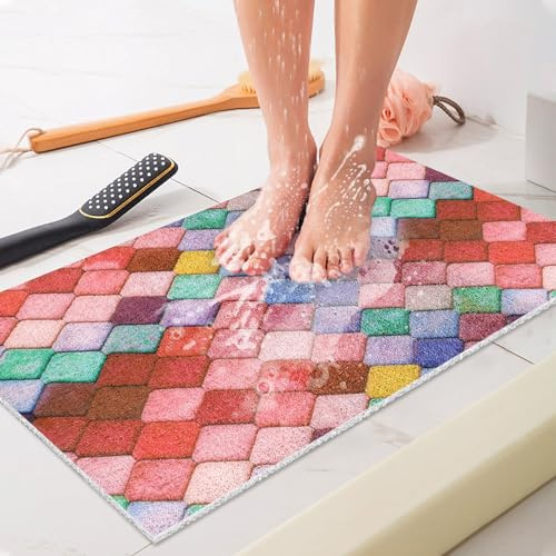Duschmatte rutschfest 60x80 cm: Weich Komfort Badematte mit Ablauflöchern, PVC-Luffa Massage Antirutschmatte Dusche, Duscheinlage rutschfest für Senioren