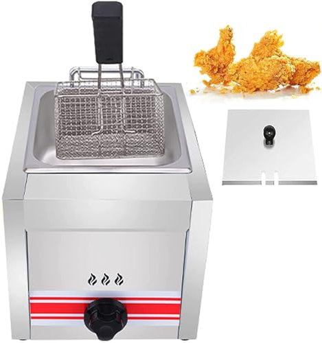 Friggitrice Per Gas Professionale-10l/20l/30l, Friggitrice Commerciale In Acciaio Inossidabile Con Cestini/Coperchi, Per La Cucina Domestica Del Ristorante Commerciale-Easy Da Pulire,10L