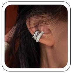 TseenYi Chunky Silber Ohrmanschetten Punk Dicke Ohrmanschetten Nicht Piercing Ohr Clip Kristall Breite Manschette Clip Ohrringe Schmuck Für Frauen Und Mädchen