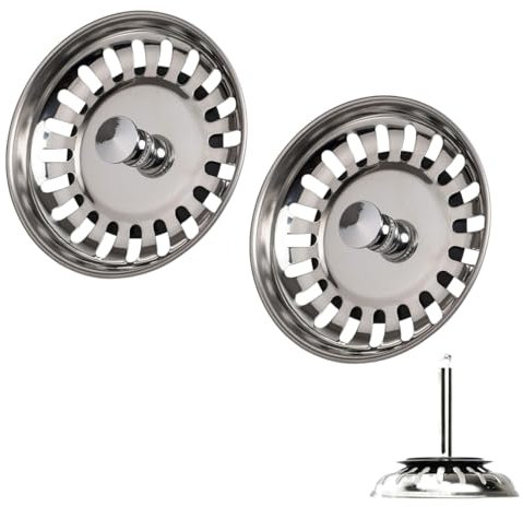 2 Pack Tapón Fregadero Cocina 78 mm Colador Universal Tapon Fregadero Cocina de Acero Inoxidable Filtro Fregadero Cocina para desague o sumidero de Cocina Residuos de Filtro y Evitar El Bloqueo