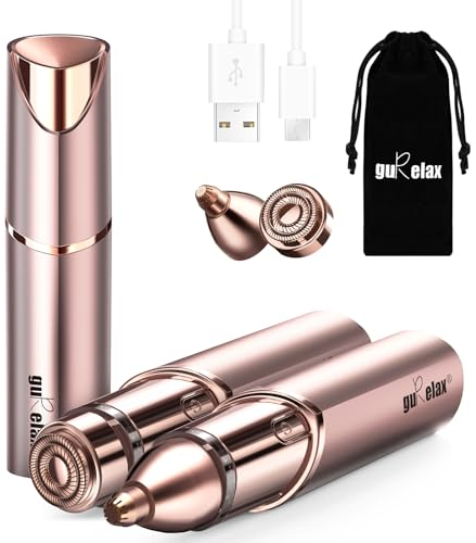 Gesichtshaarentferner für Frauen (Gen 3 Pro), guRelax Face Mini-Haarentferner, Luxus-Damenbart Entferner mit Smartlight, für Gesicht, Augenbrauen, Flaum, mit 2 Ersatzköpfen