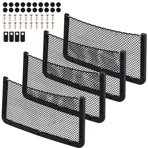 Filet Rangement pour Voiture 4 PCS, 42 x 21CM Volume élevé Filet de Rangement de Coffre, Multifonctionnel Sac Pocket Organizer de Voiture pour Ustensiles, Camping-Cars, Bateaux, Maison